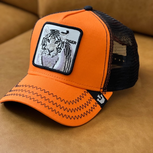 Goorin Bros Animal Farm Trucker Baseball Snapback Hat Cap The Orange Tiger RARE - Picture 3 of 6